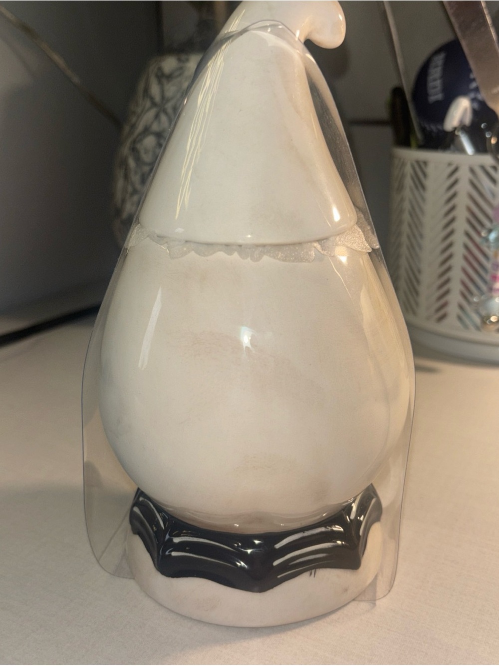 New Johanna Parker Halloween Gus Ghost ceramic Canister Jar white with black 7" - Picture 4 of 8